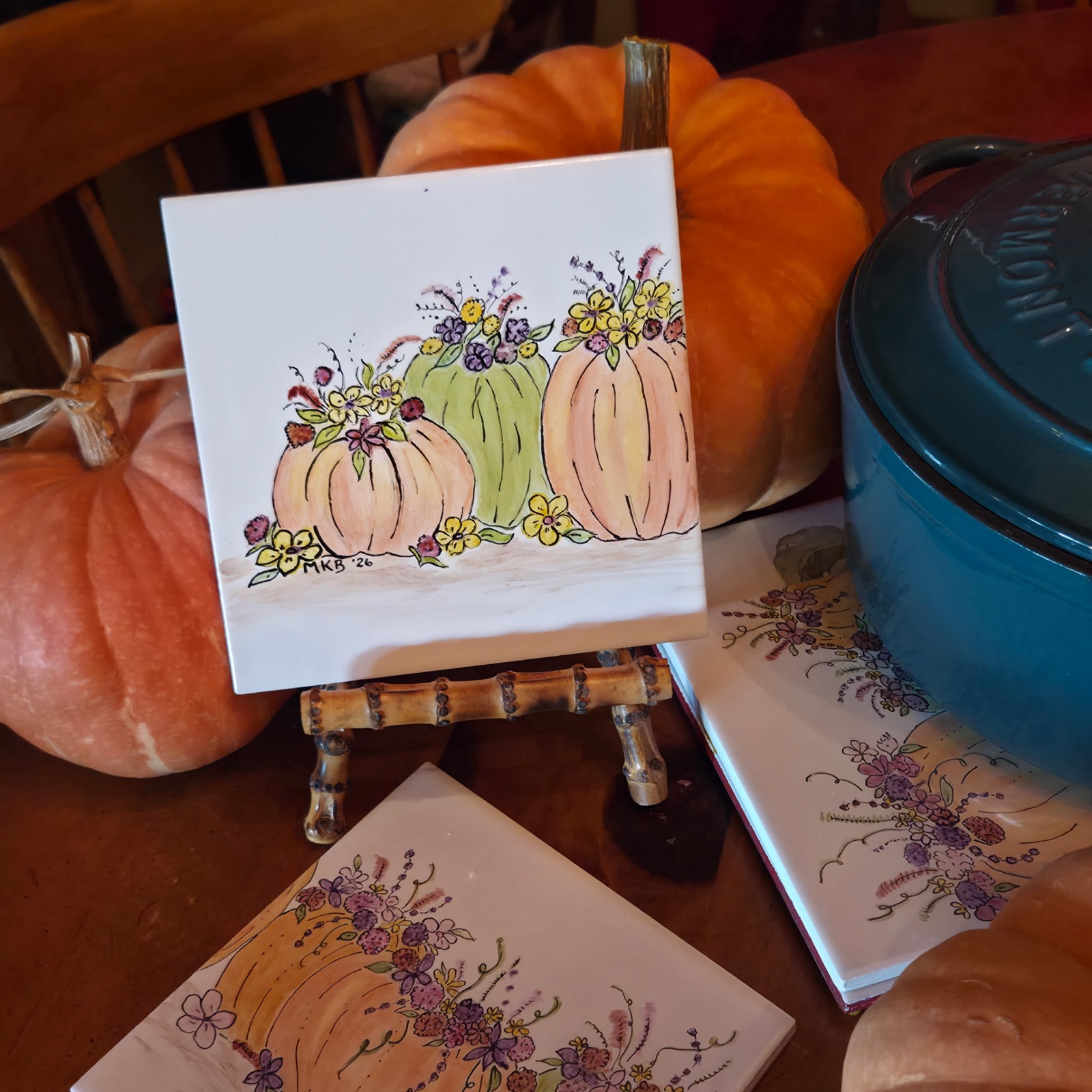 Hand-Painted Pumpkin Trivet